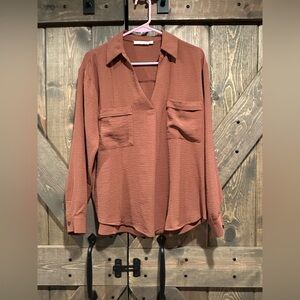 Lush Medium Women's Rust Brown Blouse